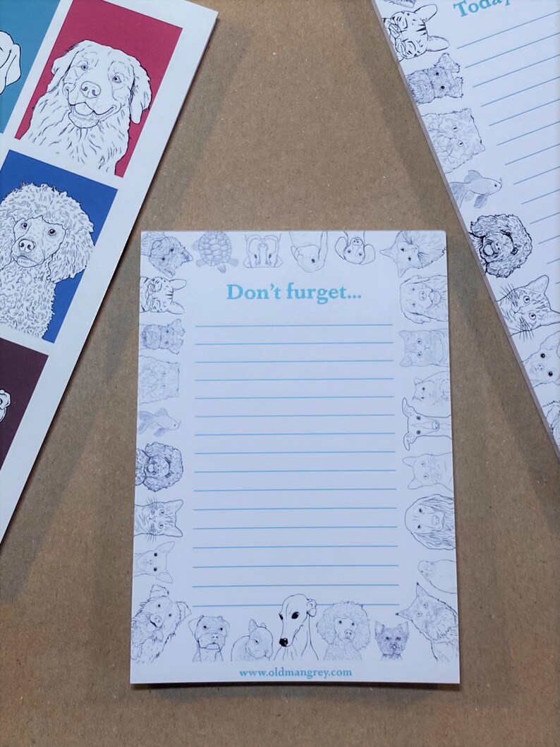 Pets Design Note Cute Animal A6 Memo Pad - Don't Furget - Dog - Cat - Rabbit - Pets ...