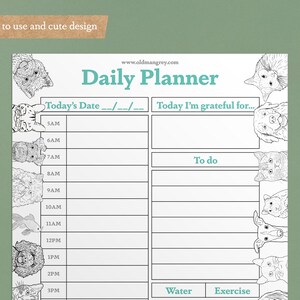 Day at a Glance Printable Planner Digital Download Undated Cute Animal ...