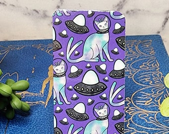Alien Cat Bookmark, Space Bookmark, Cat Bookmark, Sci Fi Bookmark, Thin Bookmark, Paper Bookmark, Kitty Bookmark, Cats and Books