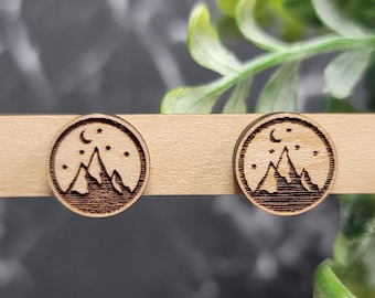 Mountain Stud Earrings, Mountain Jewelry, Best Friend Gift, Nature Earrings, Nature Jewelry, Night Earrings, Hiking Gifts for Her