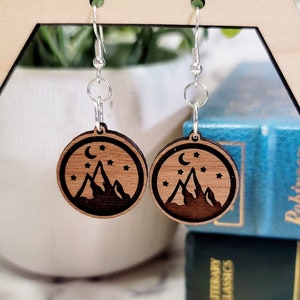 Mountain Dangle Earrings, Mountain Jewelry, Nature Earrings, Nature Jewelry, Best Friend Gift, Night Earrings, Hiking Gifts for Her