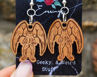 Buff Mothman Earrings, Geek Earrings, Geek Earrings, Nerdy Earrings, Cryptid Earrings, Cryptid Gift, CryptidCore, Cryptid Witch