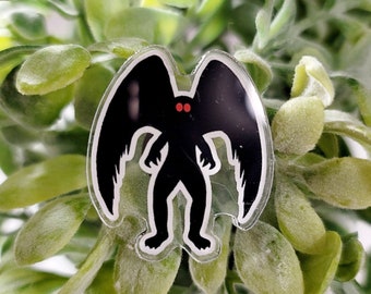 Mothman Pin, Mothman Accessories, WV Cryptid, Acrylic Pin, Cryptid Core, Cryptid Pin, Cryptid Buttons, Cryptid Gift, Cryptid Hunter