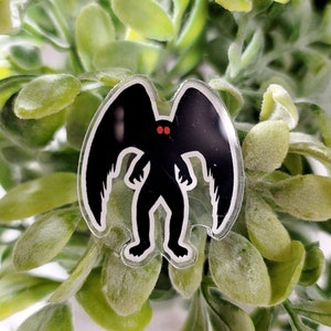 Mothman Pin, Mothman Accessories, WV Cryptid, Acrylic Pin, Cryptid Core, Cryptid Pin, Cryptid Buttons, Cryptid Gift, Cryptid Hunter