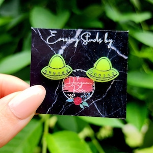Glowing Alien Abduction Earrings, UFO Gifts, UFO Earrings, Flying Saucer, Alien Gifts, Alien Earrings, Alien Abduction Cow