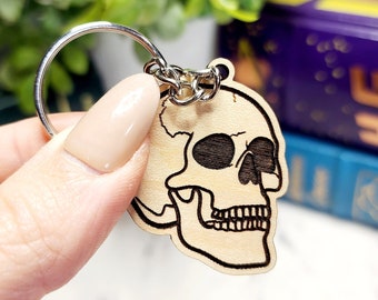 Skull Keychain, Halloween Key Fob, Skull Accessories, Skull Gifts