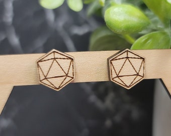 D20 Stud Earrings, D20 Dice Earrings, RPG Jewelry Gift, Geeky Earrings, Nerdy Earrings, D20 Gifts for Her, D20 Jewelry, RPG Dice