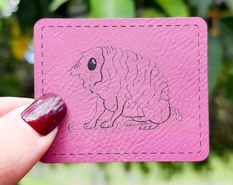 Smaller Iron On Leatherette Squonk Patch, Cryptid Patch, Engraved Patch, Squonk Art, Cryptid Art, Cryptid Core, Squonk Cryptid