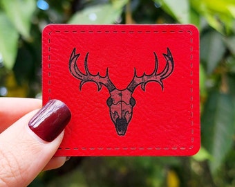 Smaller Iron On Leatherette Wendigo Patch, Cryptid Patch, Deer Skull Patch, Engraved Patch, Skull Art, Cryptid Art, Cryptid Core