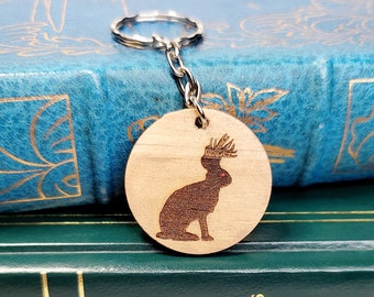 Fallen Star White Jackalope Holographic 2.5 inch Star Keychain