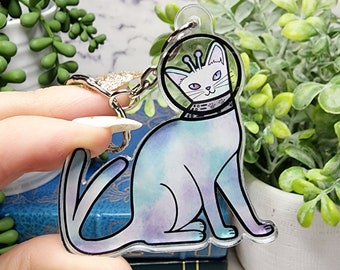Space Cat Keychain, Alien Cat, Sci Fi Keychain, Science Fiction, Sci Fi Art, Cat Keychain, Kitty Keychain, Cat Astronaut, Cat Gift