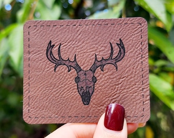 Iron On Leatherette Wendigo Patch, Cryptid Patch, Deer Skull Patch, Engraved Patch, Skull Art, Cryptid Art, Cryptid Core