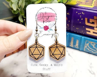 D20 Dangle Earrings, D20 Jewelry, D20 Accessories, RPG Jewelry, RPG Dangle Earrings, RPG Accessories, Dice Earrings, Dice Jewelry