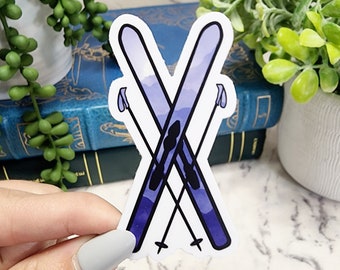 Skis and Poles, Ski Gifts, Ski Sticker, Skiing Sticker, Mountains Sticker, Ski Art, Appalachian Sticker, Nature Sticker, Winter Sticker