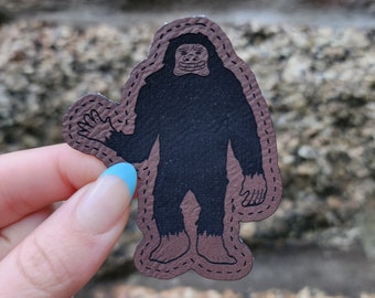 Iron On Leatherette Bigfoot Patch, Cryptid Patch, Engraved Patch, Bigfoot Gift for Weirdos, Bigfoot Art, Cryptid Art, Cryptid Core