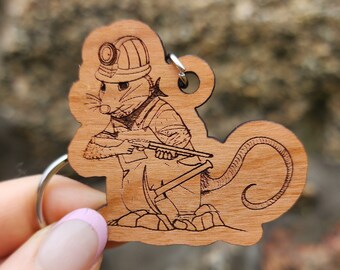 Coal Miner Possum Keychain, Hillbilly Possum,  Blair Mountain, Appalachia Gift, Redneck Keychain, Redneck Gift, Yallternative Keychain