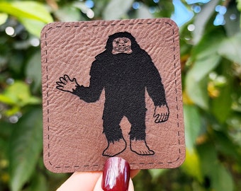 Iron On Leatherette Bigfoot Patch, Cryptid Patch, Engraved Patch, Bigfoot Gift for Weirdos, Bigfoot Art, Cryptid Art, Cryptid Core