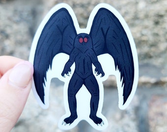 Buff Mothman Sticker, Cryptid Art, Cryptid Club, Cryptid Decor, Cryptid Figures, Cryptid Hunter HQ, Cryptid Lover Gift, Mothman Art