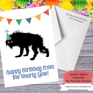 Snarly Yow, druckbare Karten, Cryptid Geschenk, seltsame Karten, Cryptid Geburtstag, Cryptid Kunst, Cryptid Karten, Cryptid Kern, Cryptid Hunter
