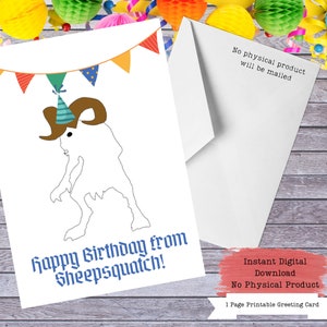 Sheepsquatch, Weird Cards, Cryptid Birthday, Cryptid Art, Cryptid Cards, Printable Cards, Cryptid Gift, Cryptid Core, Cryptid Hunter