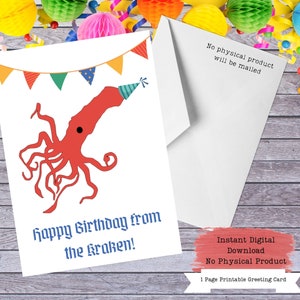 Kraken Karten, seltsame Karten, Cryptid Geburtstag, Cryptid Art, Cryptid Core, Cryptid Hunter, Cryptid Karten, druckbare Karten, Cryptid Geschenk