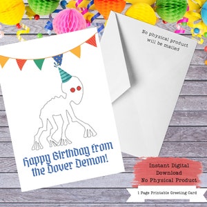 Dover Demon, Cryptid Birthday, Cryptid Cards, Printable Cards, Cryptid Gift, Cryptid Art, Cryptid Core, Cryptid Hunter, Weird Cards