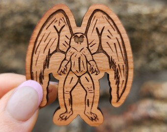 Buff Mothman Magnet, Mothman Gift, Cryptid Gift, Cryptid Decor, Cryptid Kitchen, Cryptid Magnet, Cryptid Hunter, Cryptid Core