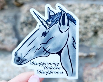 Disapproving Unicorn Sticker, Unicorn Gifts for Her, Unicorn Gifts for Women, Unicorn Magic, Mythical Creatures, Unicorn Lover