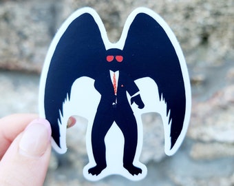 Secret Agent Mothman Sticker, Cryptid Art, Cryptid Club, Cryptid Decor, Cryptid Figures, Cryptid Hunter HQ, Cryptid Lover Gift, Mothman Art