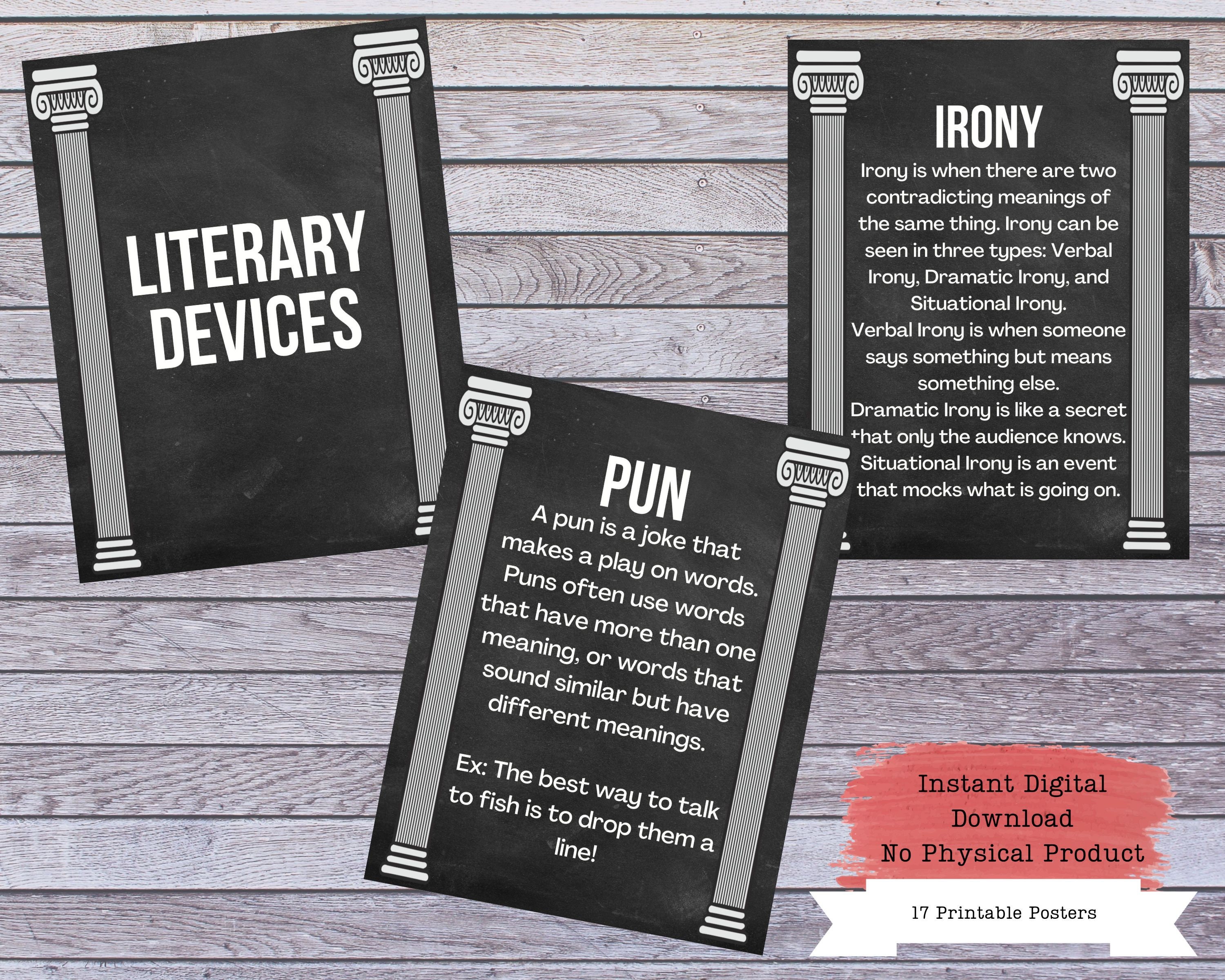 Printable Poster Set Literary Posters Literary Devices - Etsy Australia
