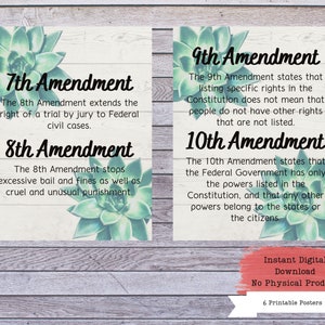 Bill of Rights Printable Poster Set, US Constitution Wall Art, US ...