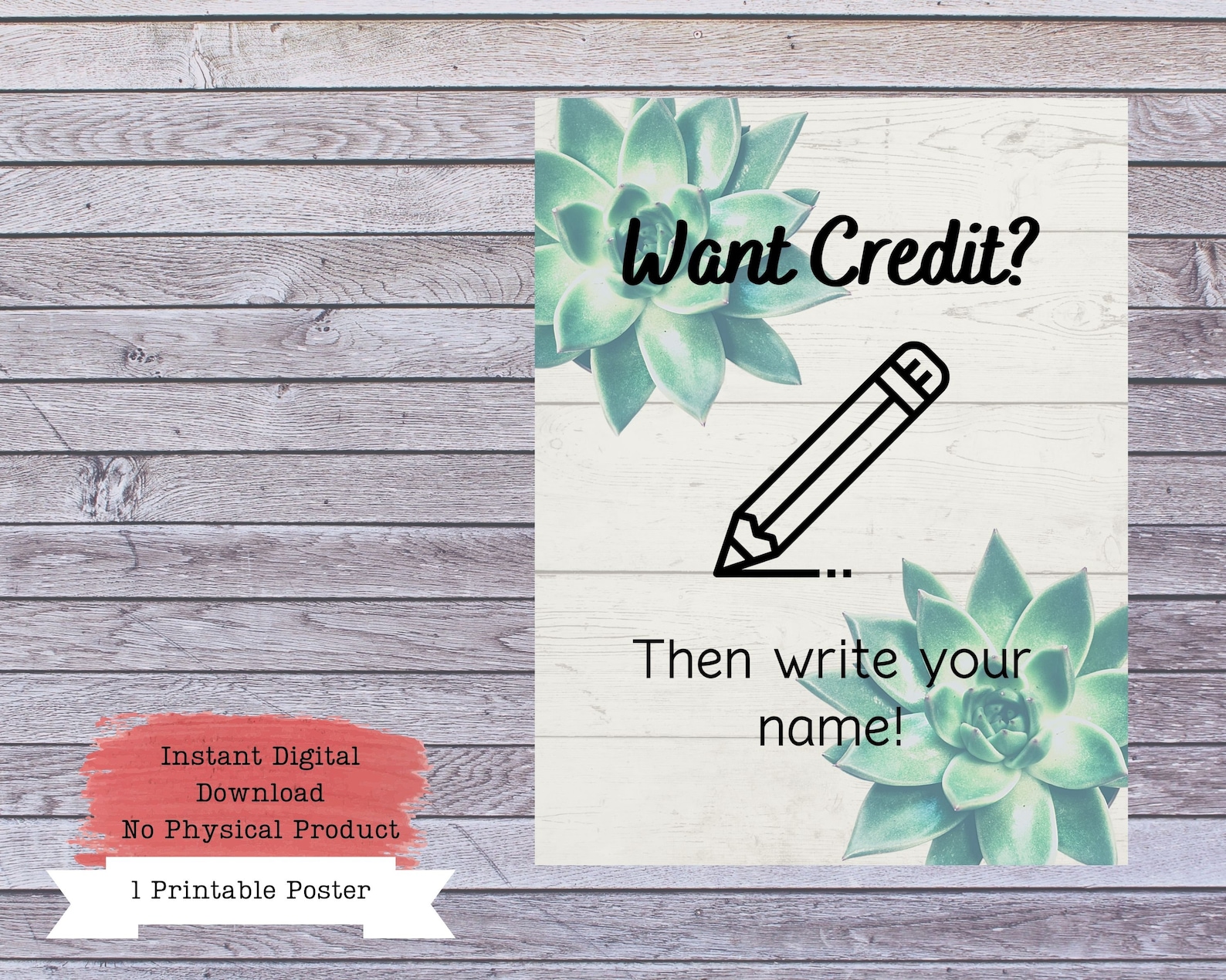 Write Your Name, Classroom Poster, Printable Poster, Succulent Poster ...
