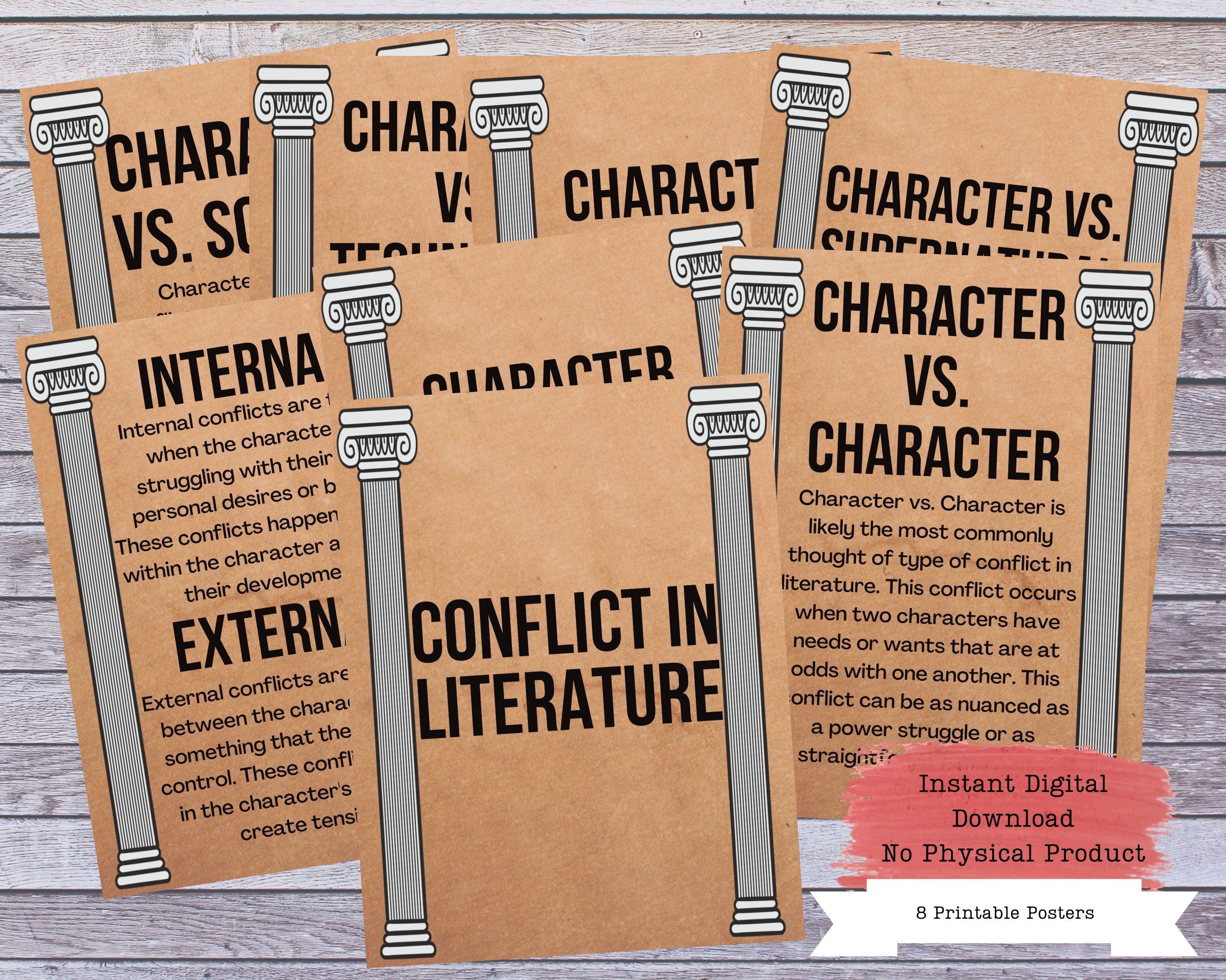 Conflict in Literature Printable Poster Set Literary Posters Etsy