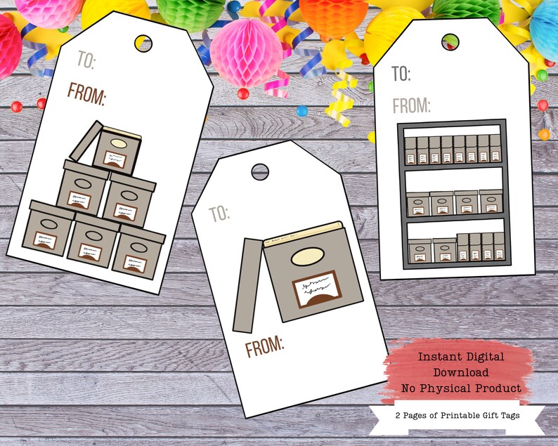 Archival Storage Printable Gift Tags, Archival Gift, Archivist Gift ...