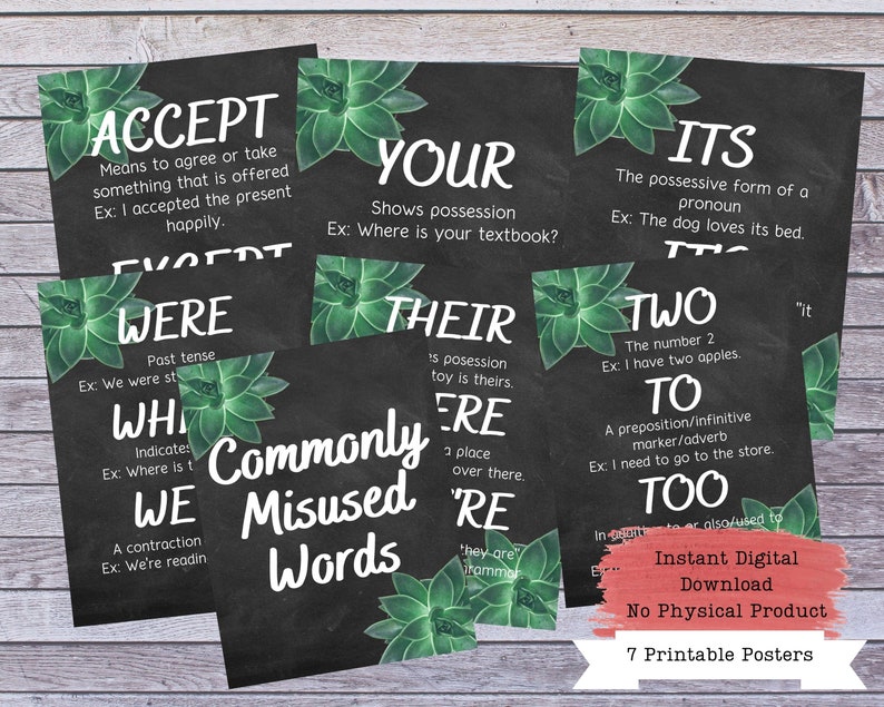 Printable Poster Set, English Posters, Classroom Decor, Grammar Poster ...