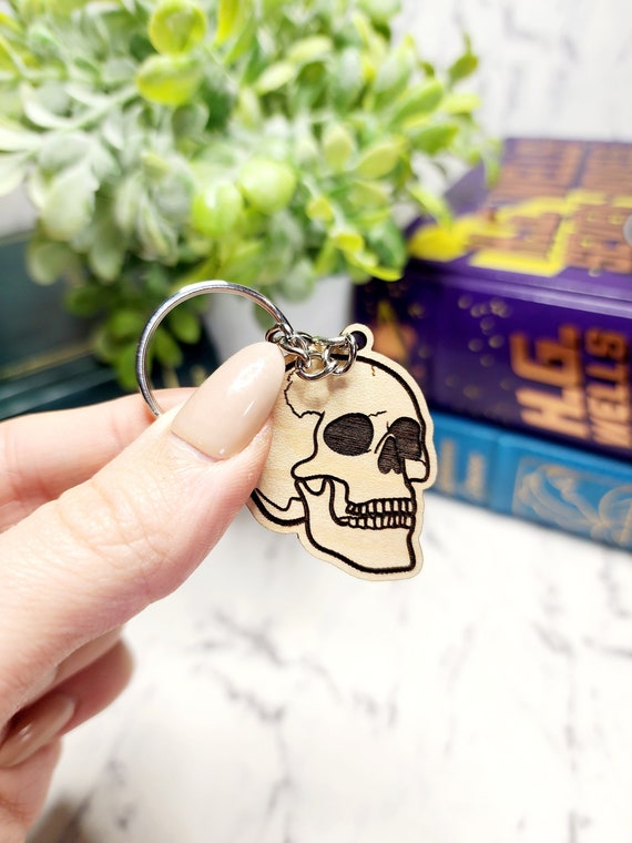 Skull Keychain, Halloween Key Fob, Skull Accessories, Skull Gifts