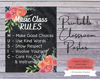 Music Class RULES, Music Poster Pack, Music Room Decor, Music Classroom, Music Room Art, Music Room Poster, Music Teacher, Band Director