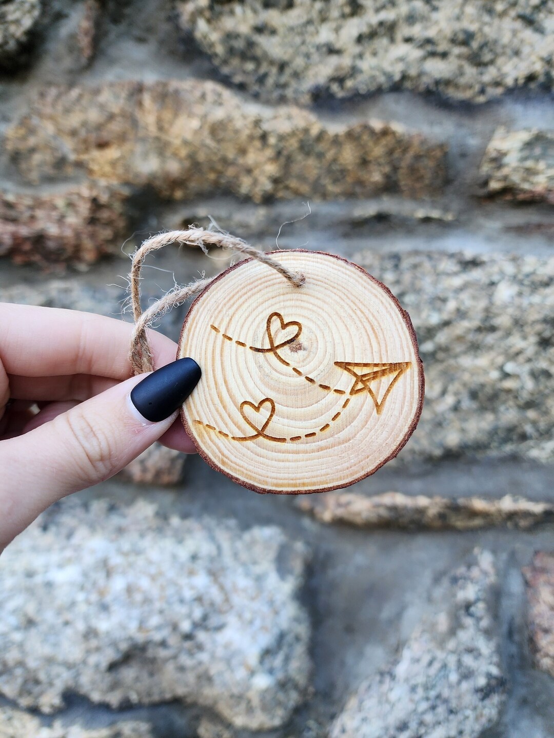Paper Airplane Ornament Wooden Ornament Wood Slice Ornament Etsy