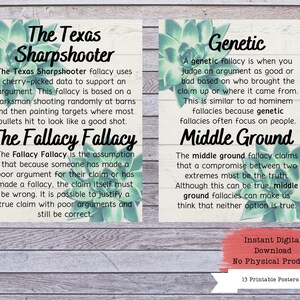 Logical Fallacies Printable Poster Set, Fallacies Posters, Debate Coach ...