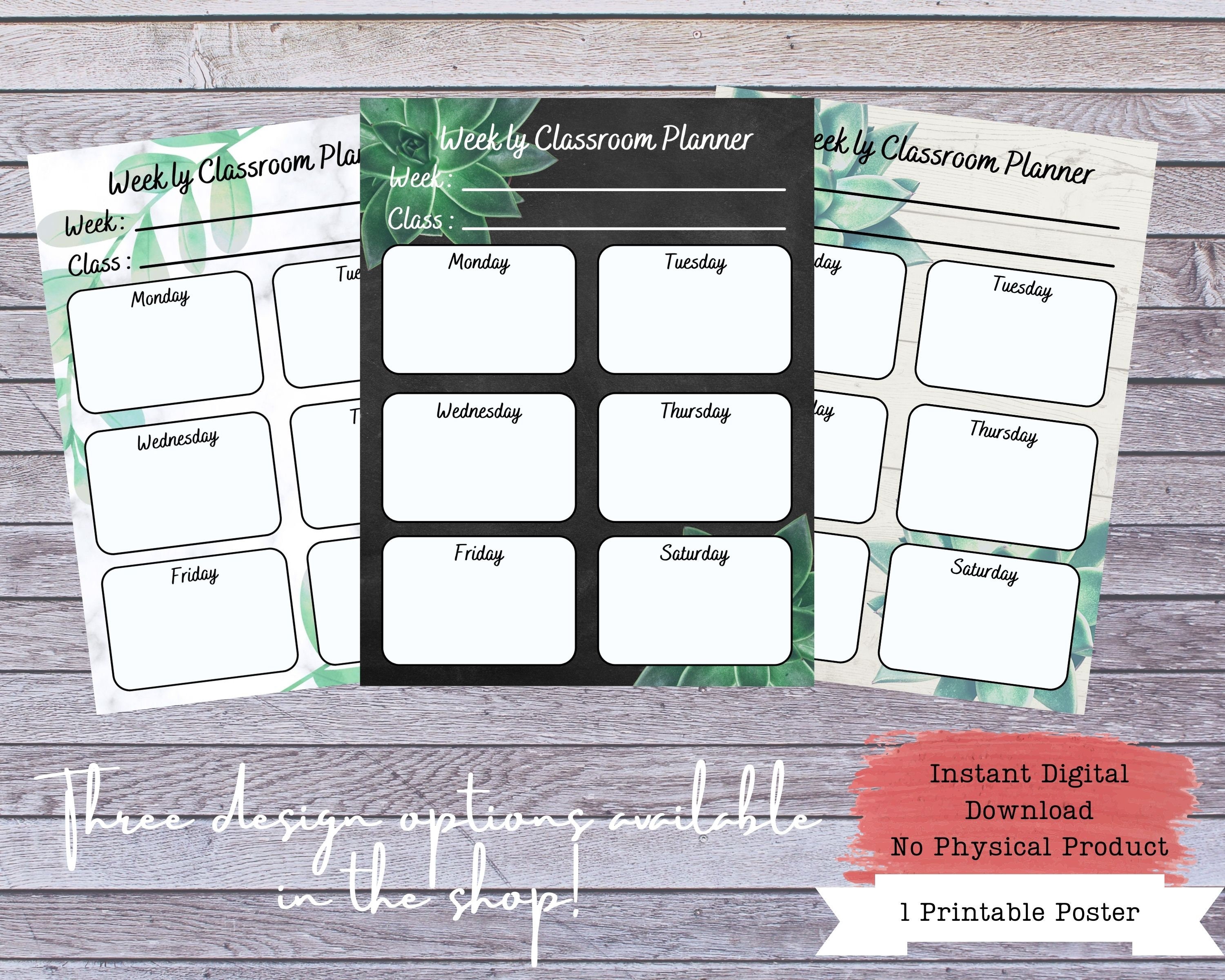 Classroom Planner, Week at a Glance, Classroom Organizer, Classroom ...