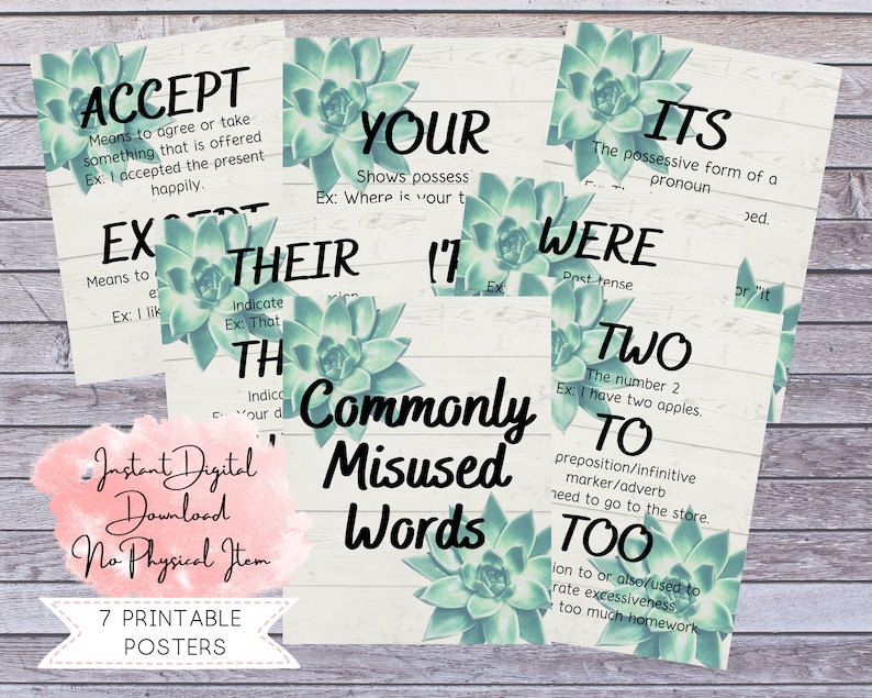 Printable ELA Poster, Printable Poster Set, Words Poster, English ...