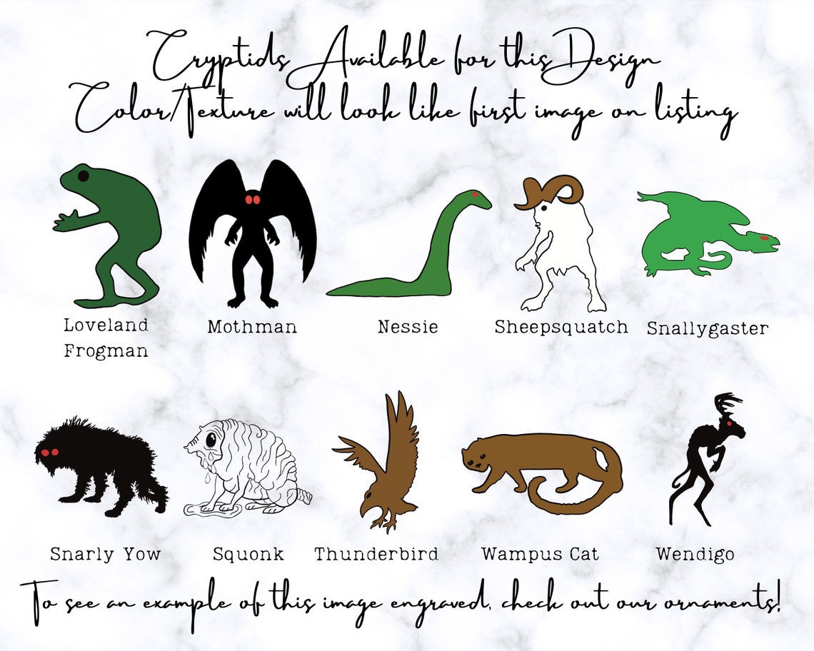 Cryptid Slate Coaster Set Cryptid Art Cryptid Coaster Set - Etsy