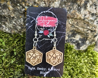 D20 Dangle Earrings, D20 Jewelry, D20 Accessories, RPG Jewelry, RPG Dangle Earrings, RPG Accessories, Dice Earrings, Dice Jewelry