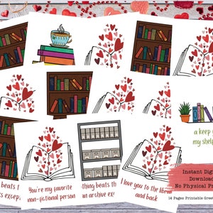 Book Valentine Cards, Valentines for Readers, Reader Gift, Library Valentine, Librarian Valentine, Archivist Valentine, Book Nerd Valentines