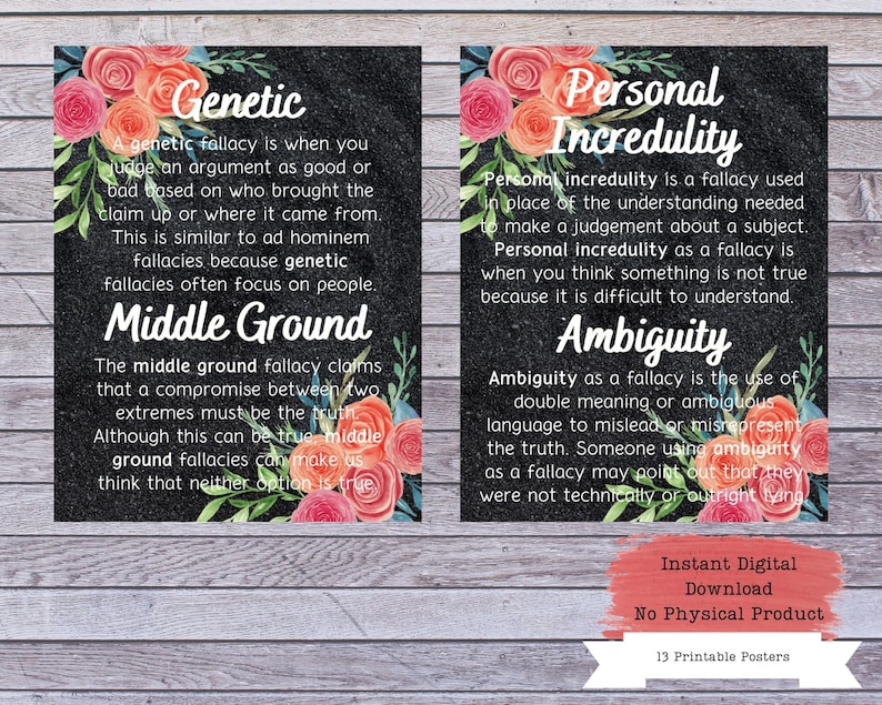 Logical Fallacies Printable Poster Set Fallacies Posters - Etsy