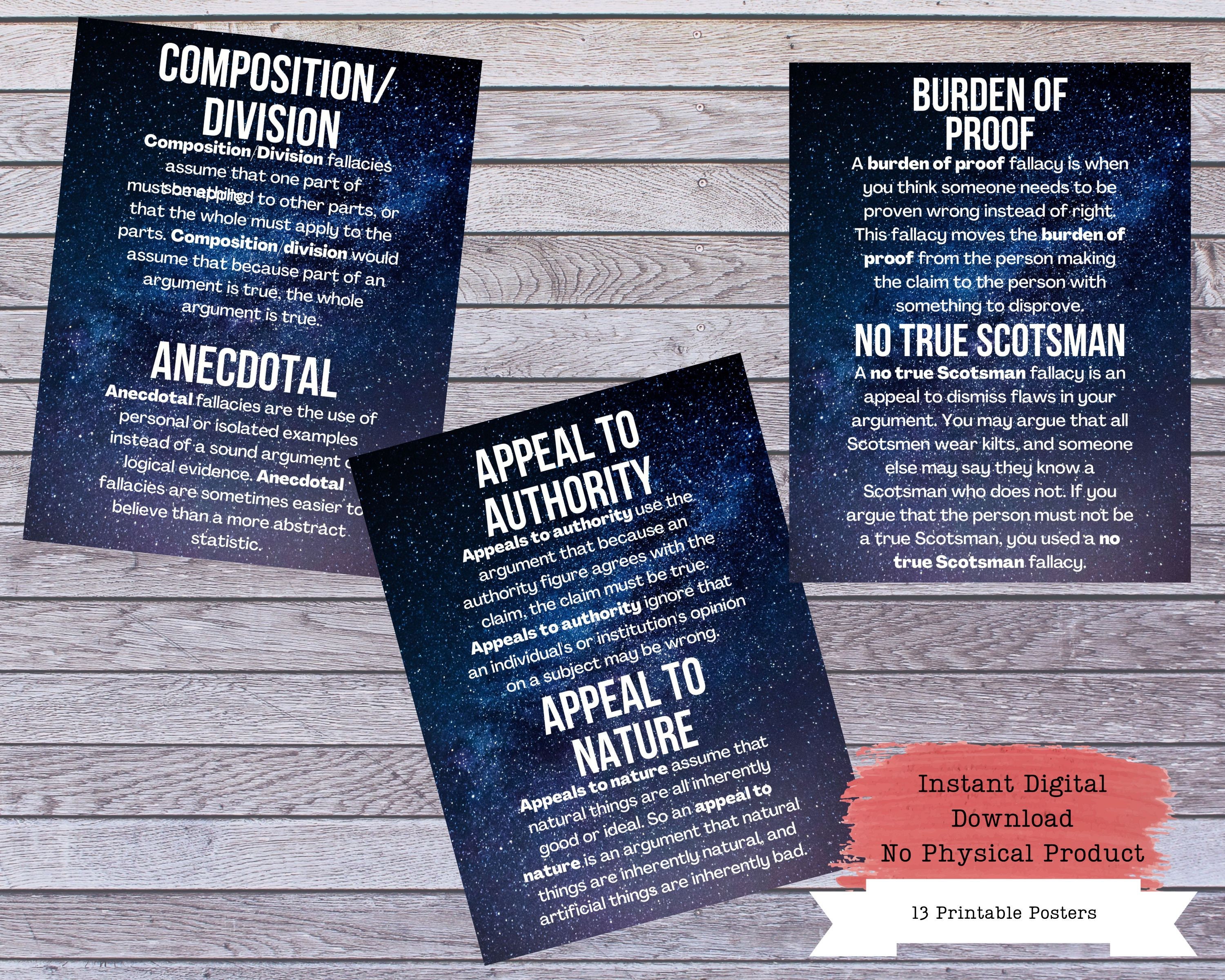Logical Fallacies Printable Poster Set Fallacies Posters - Etsy Australia