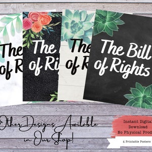 Bill of Rights Printable Poster Set, US Constitution Wall Art, US ...