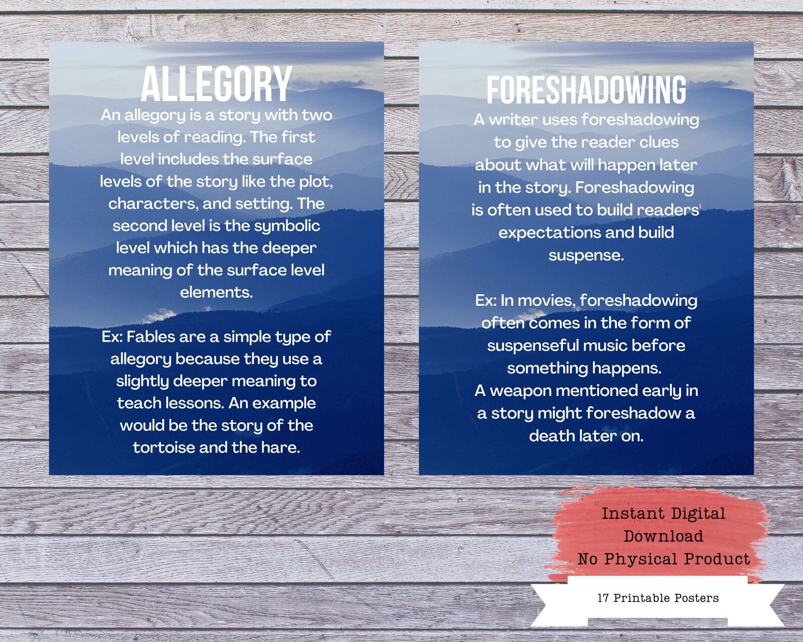 Printable Poster Set Literary Posters Literary Devices Etsy