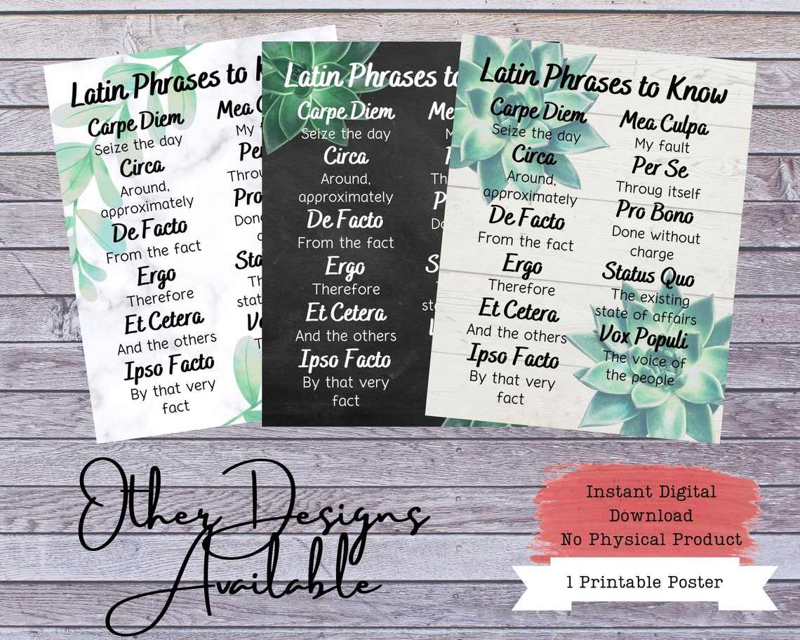 Latin Phrases Latin Poster Classroom Posters Classroom | Etsy