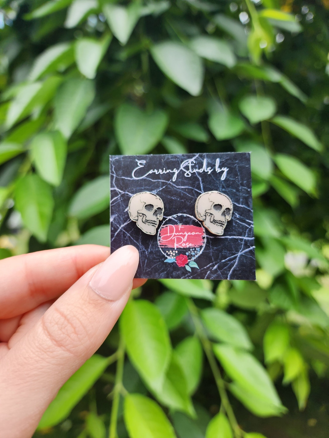 Iridescent Skull Stud Earrings White Skull Earrings Goth Etsy